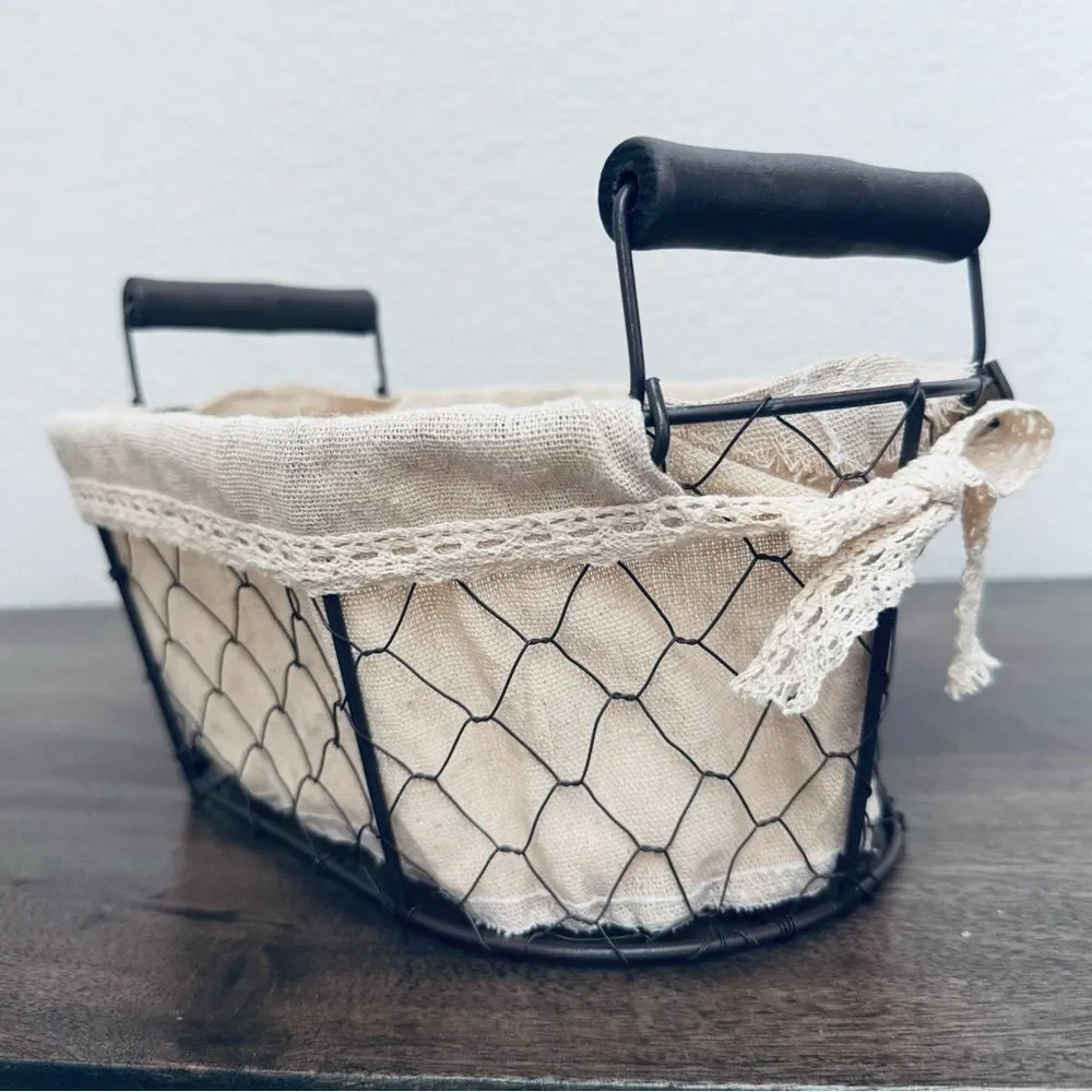 Chicken Wire Farmhouse Oval Storage Basket Bin